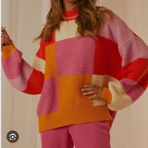 Peppermayo Tulum Nights Knit Jumper — Pink Patchwork — S/M
